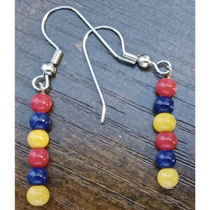Handcrafted Red Purple Yellow‎ Beaded Dangle Earrings Womens Fashion Jewelry